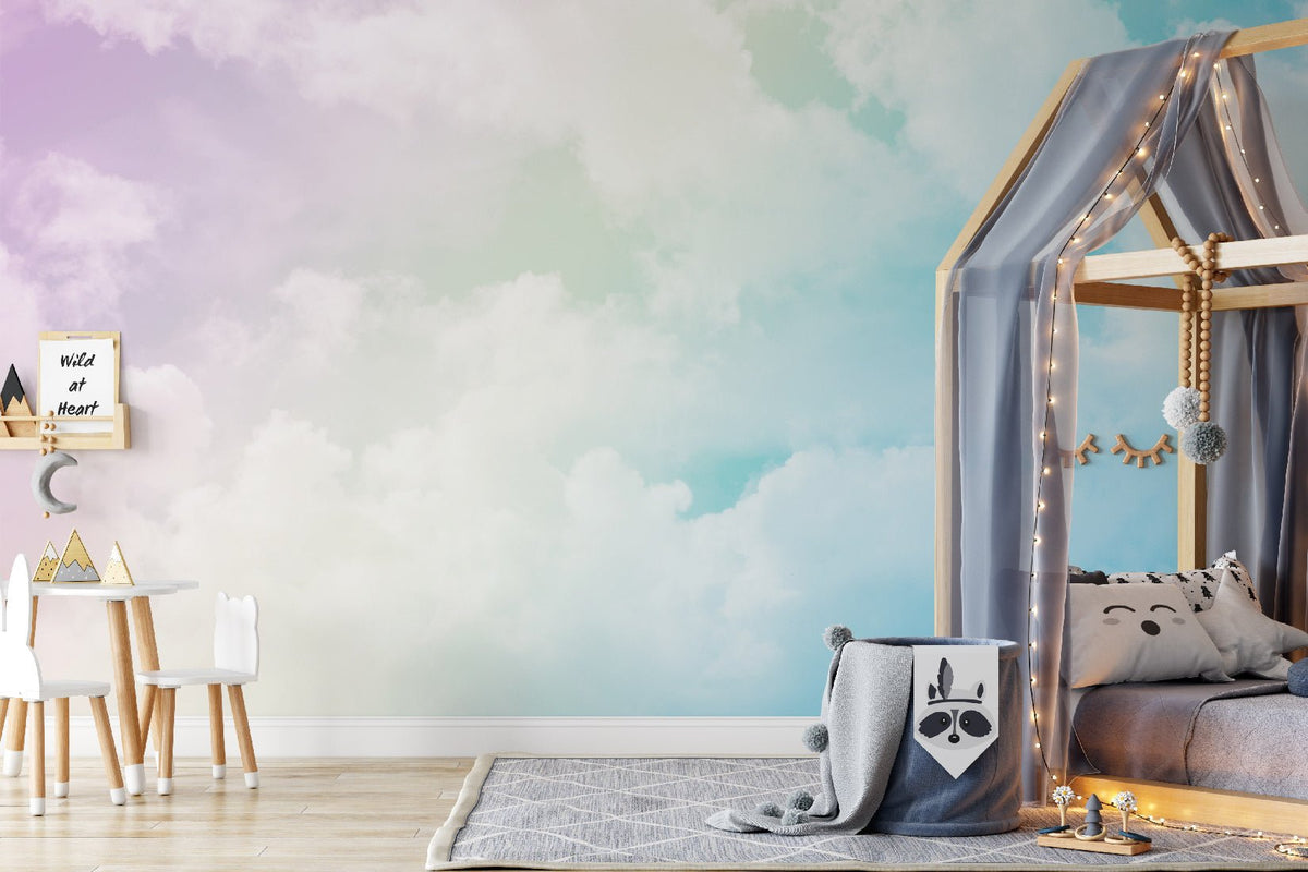 Soft colors cloud children's wallpaper