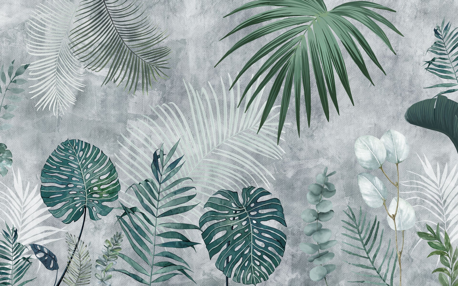 Papier peint salle de bain Biophilic Jungle Monochrome - panoramique français