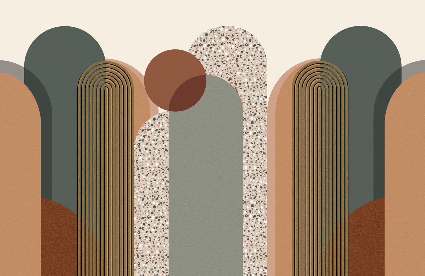 Papier peint Art déco graphique tendance, mural concept, tendance