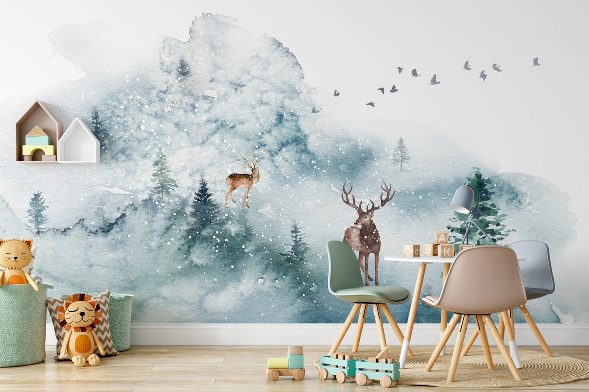 Deer & Scandinavian wallpaper