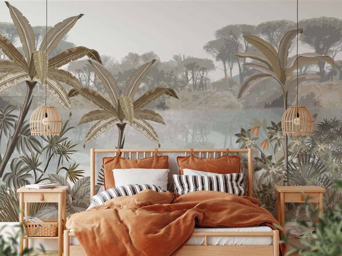 Custom-made wallpaper Jungle trend painting