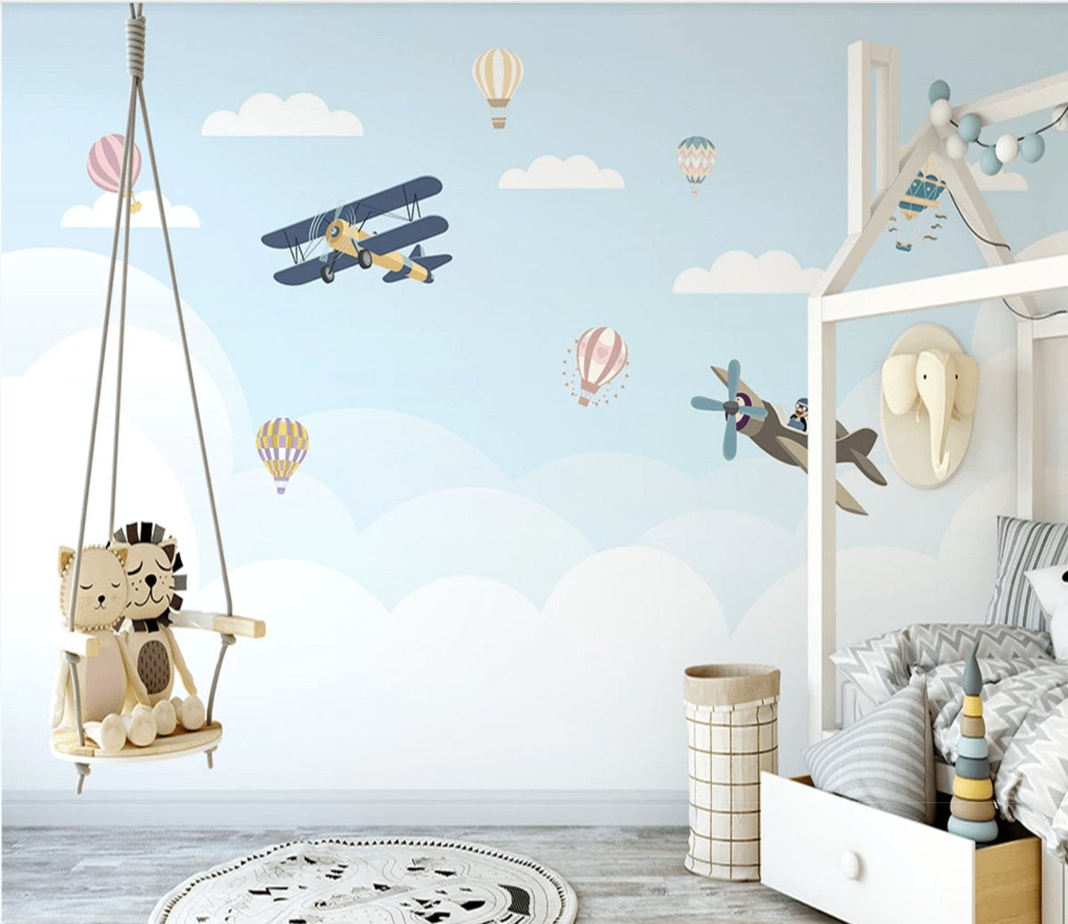 Papel pintado Dormitorio infantil Avion Nuage