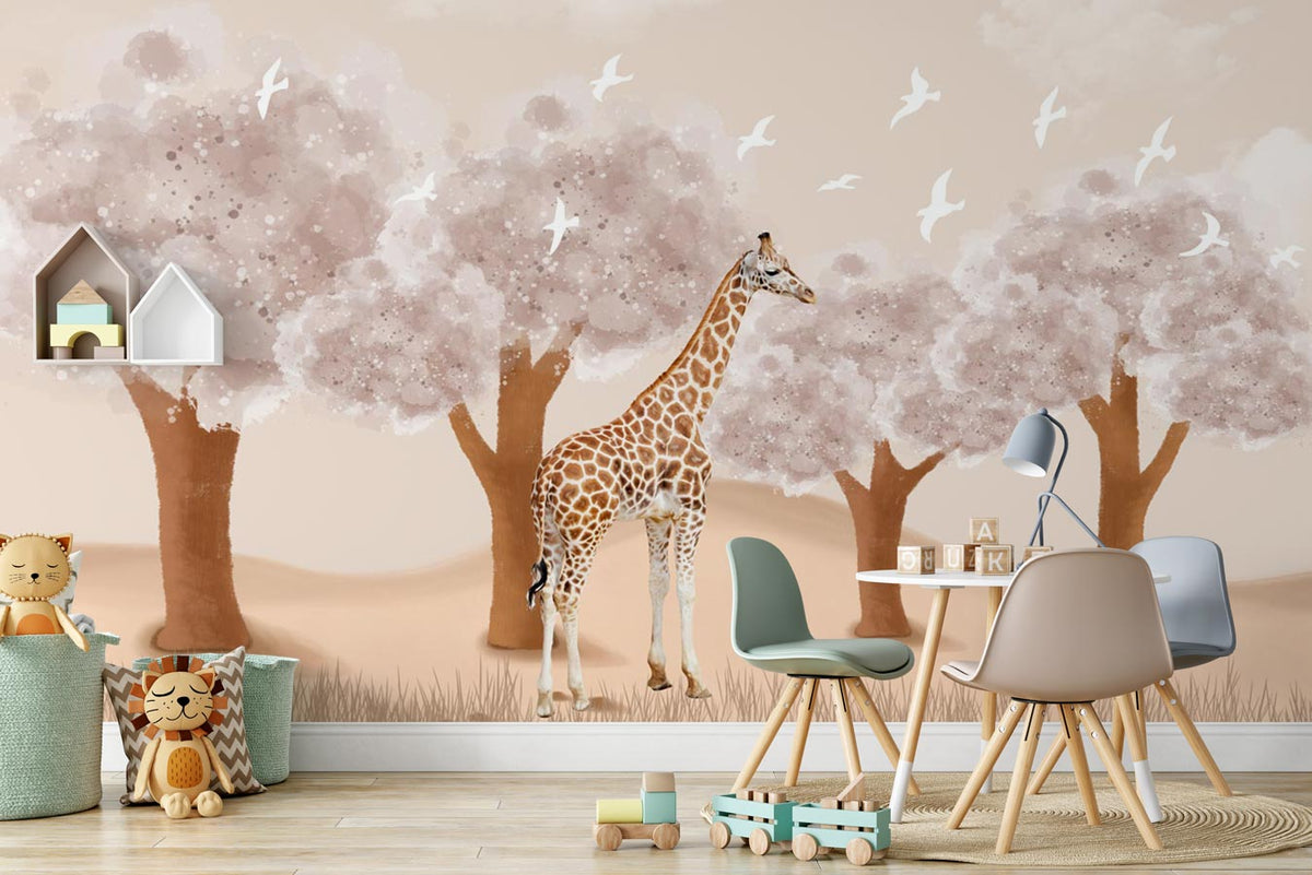 Children's bedroom wallpaper Giraffe in the Savannah