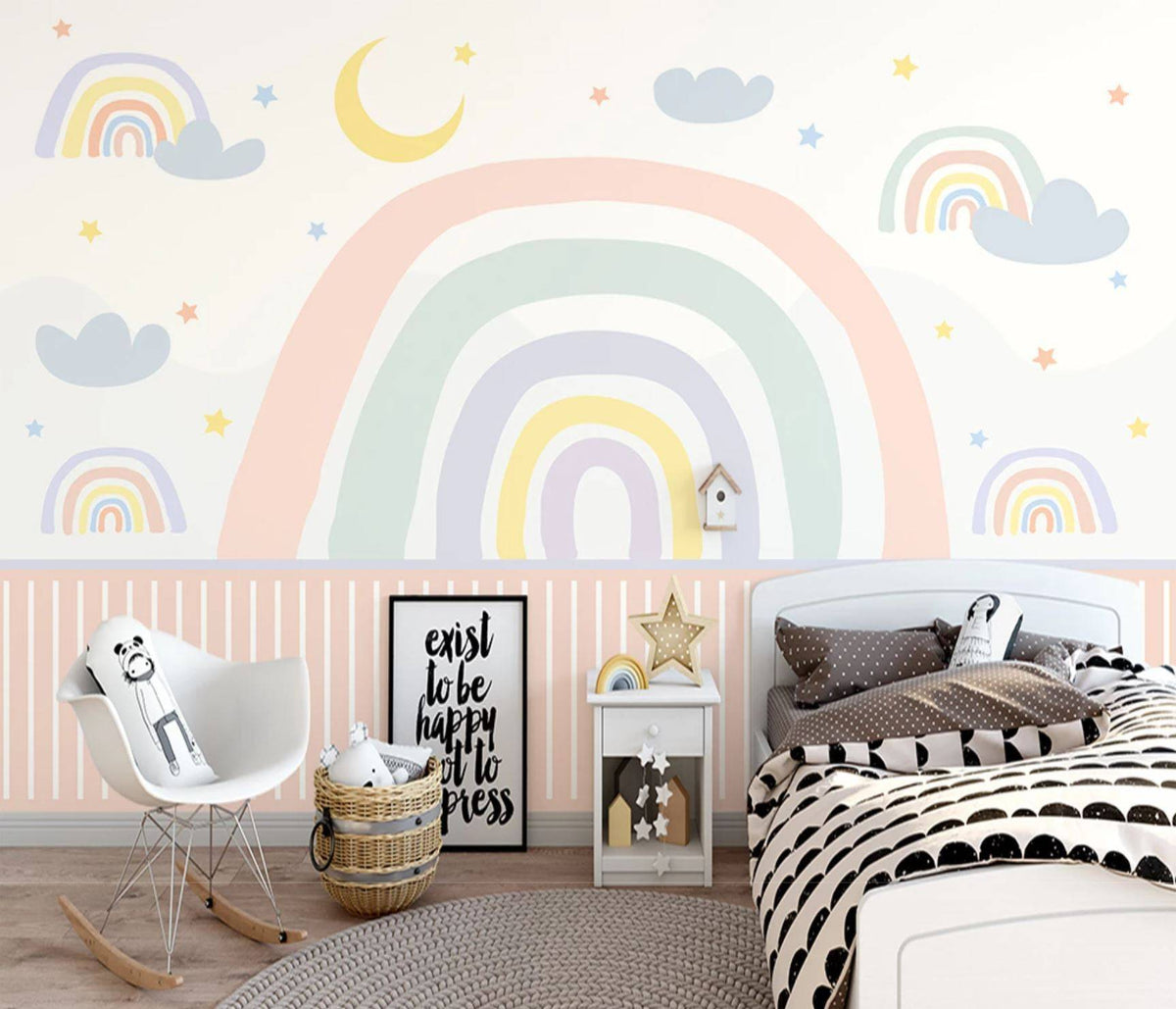 Rainbow girl bedroom wallpaper