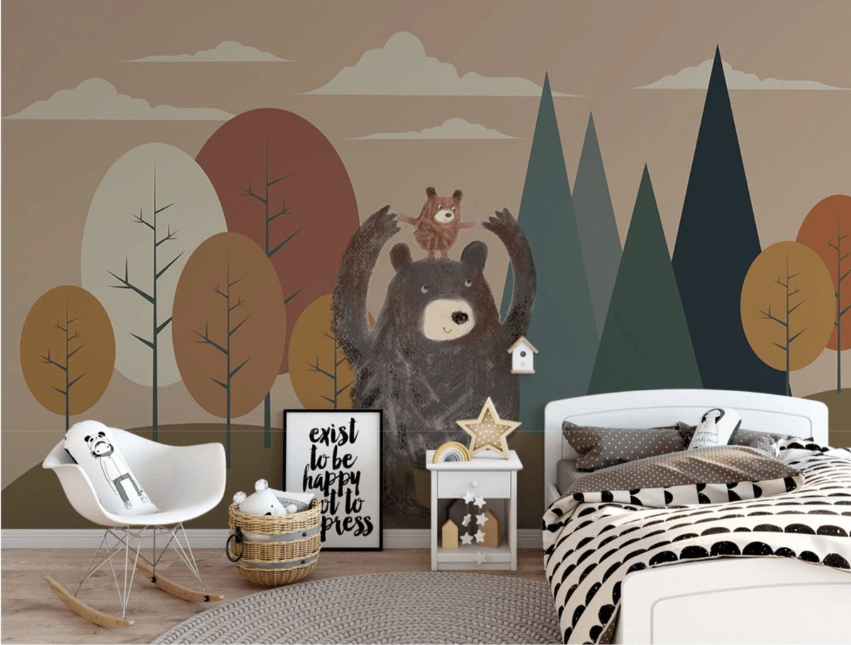 Papel pintado infantil oso pardo