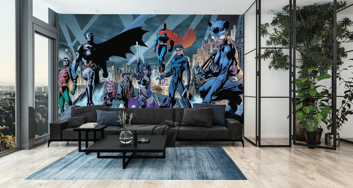 Superhero justice league comic book panoramic wallpaper