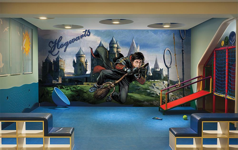 Panoramic wallpaper Harry Potter quidditch match painting