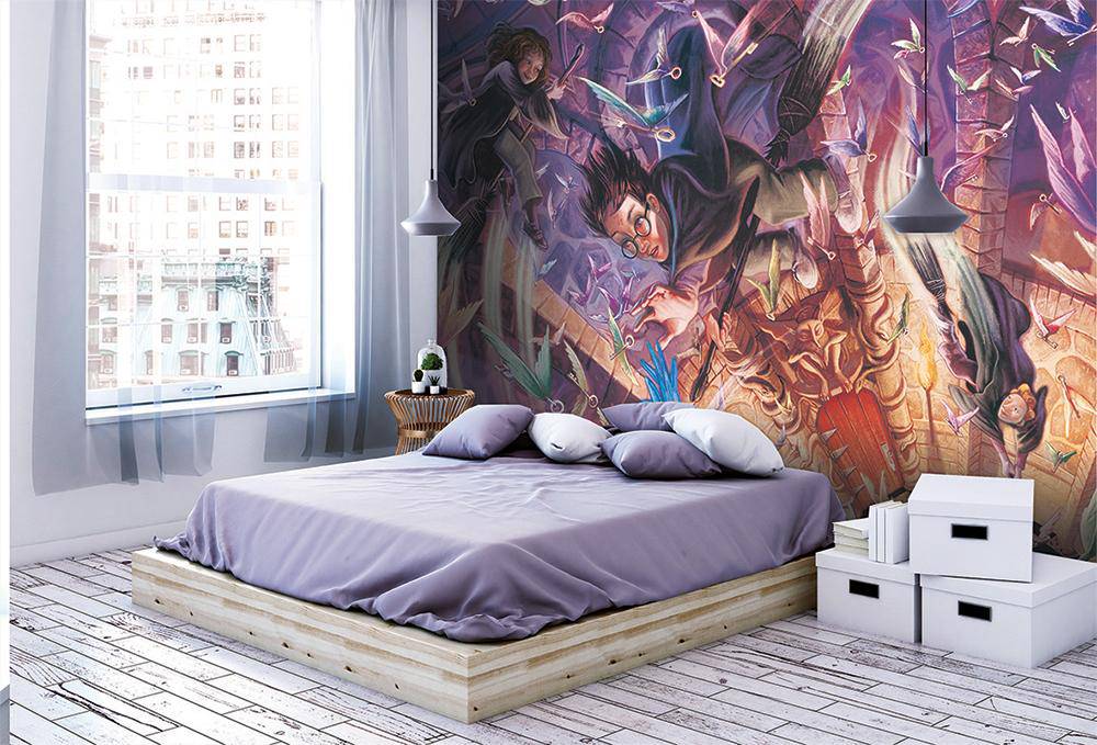 Papier peint panoramique Harry Potter Poudlard fantaisie - papier peint sur mesure francais - muralconcept