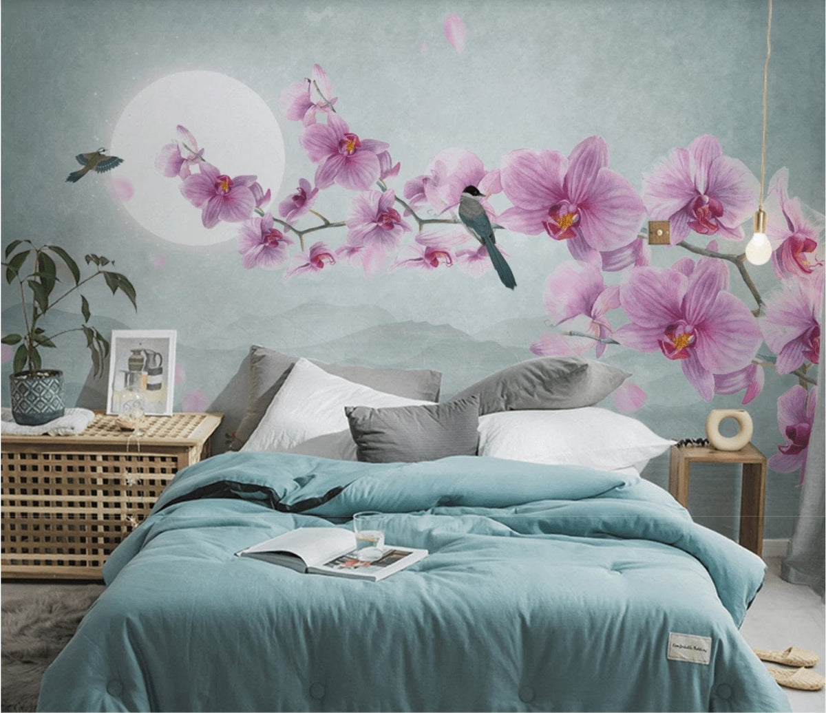 Orchid panoramic non-woven wallpaper