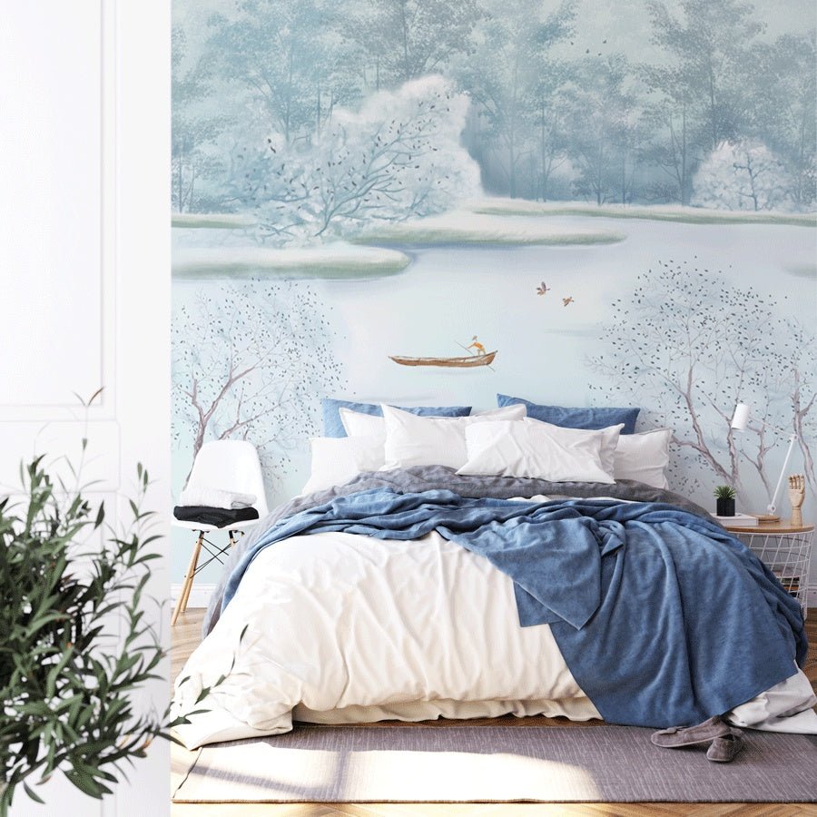 Mystical winter watercolor wallpaper