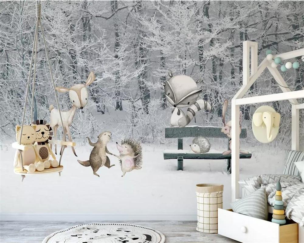 Animales de papel tapiz de decoración de invierno