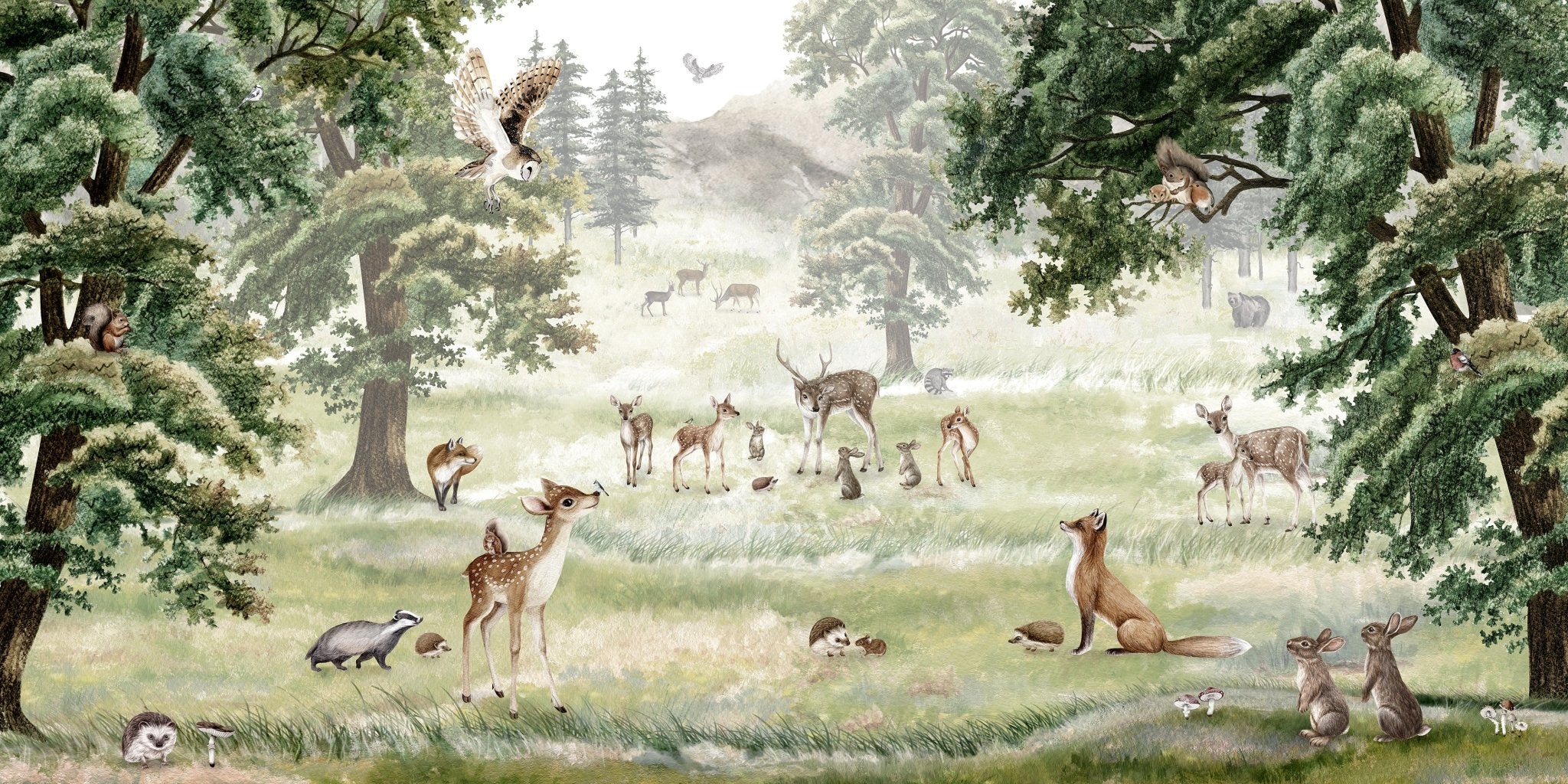 Papier peint enfant animaux et compagnie, mural concept, tendance