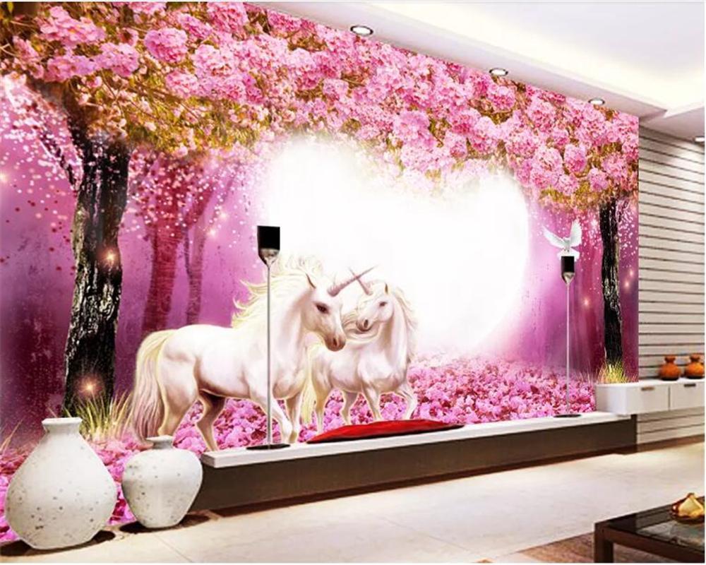 Papel tapiz de bosque encantado unicornio
