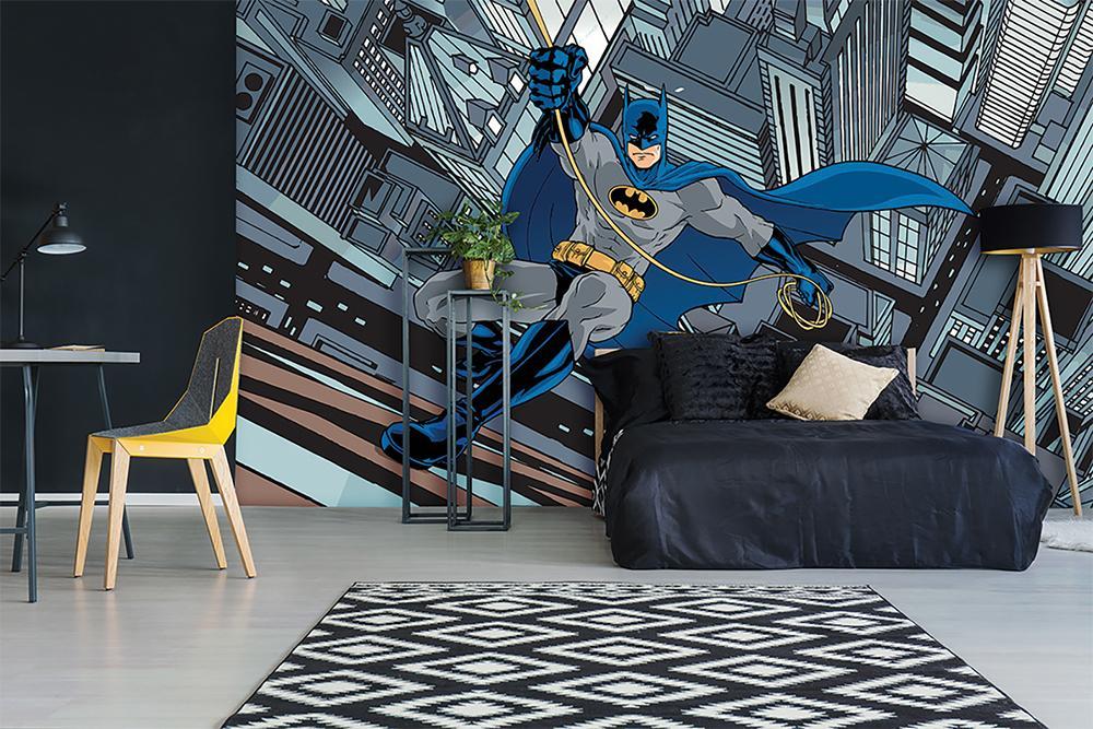 Panoramic wallpaper hero batman comics climbing tower city