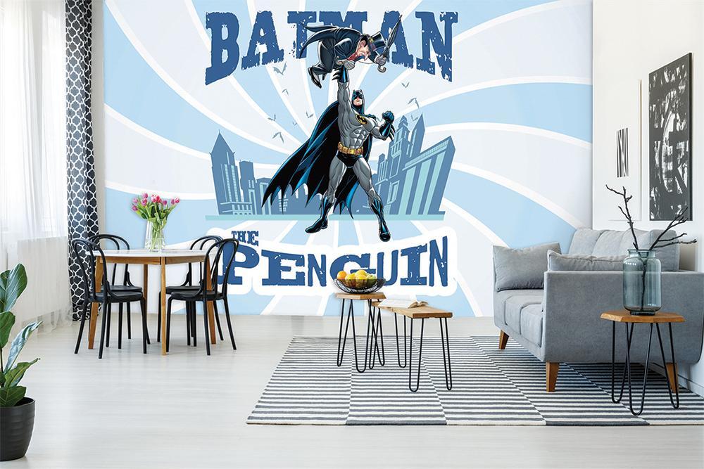 Panoramic wallpaper hero batman vs the penguin comics fight