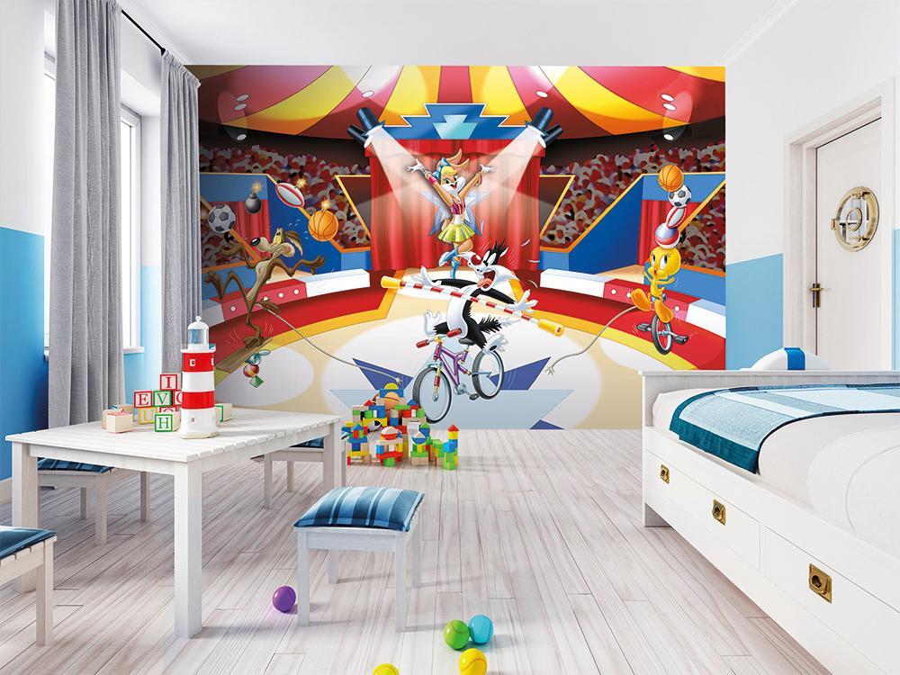 Panoramic wallpaper looney cartoon circus show