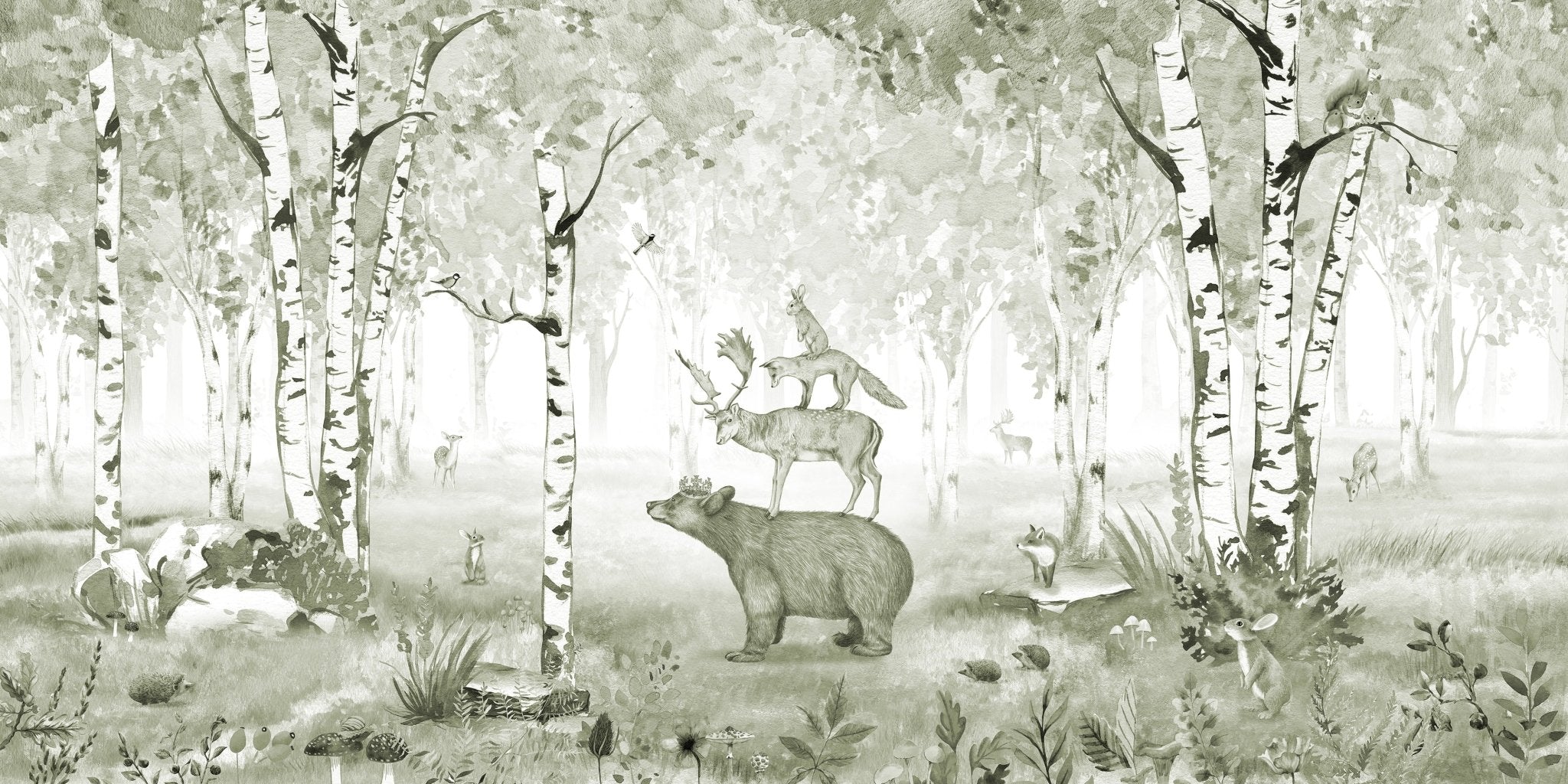 Papier peint roi de la forêt, mural concept, tendance