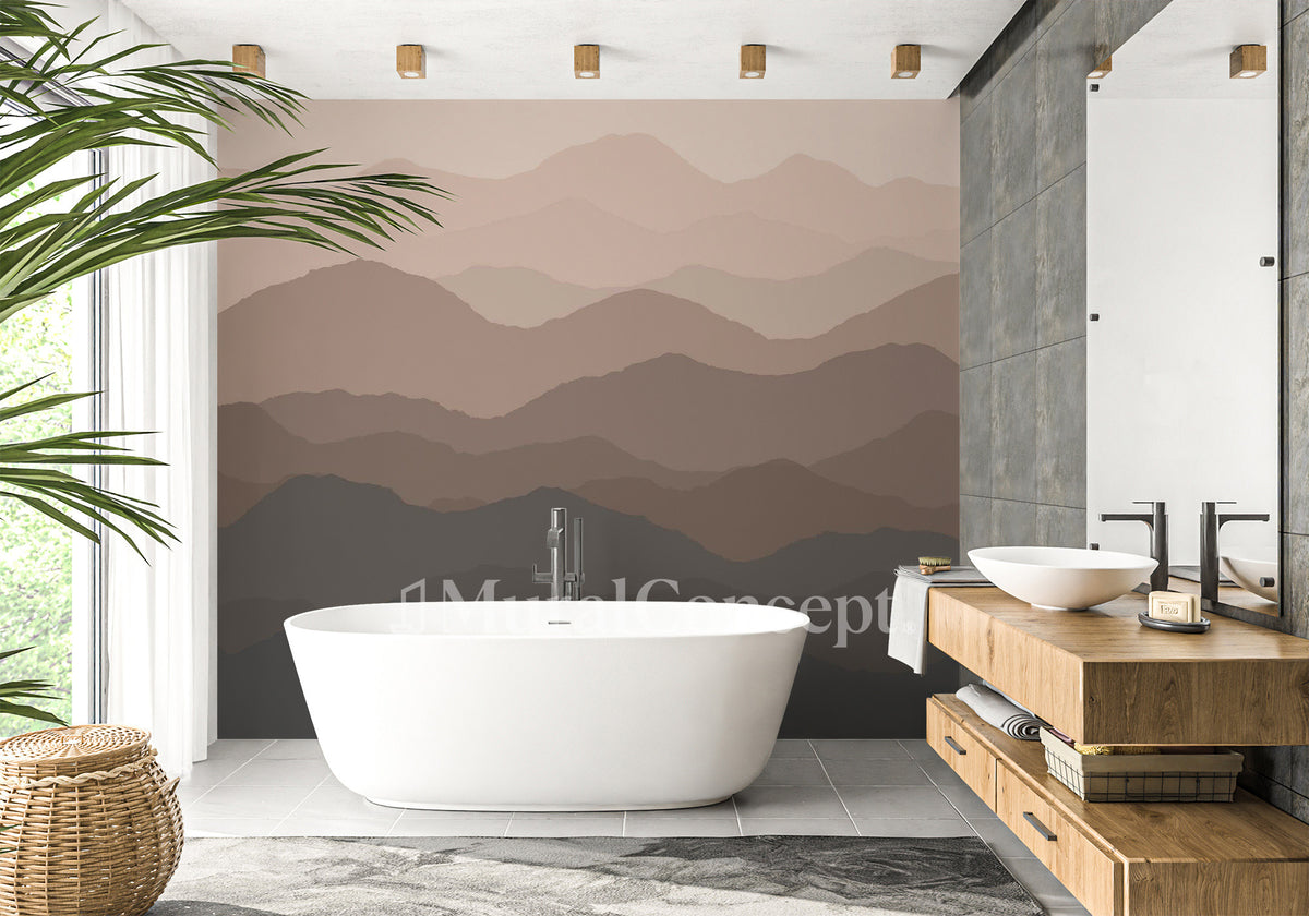 Papel pintado cuarto de baño dunas terracota