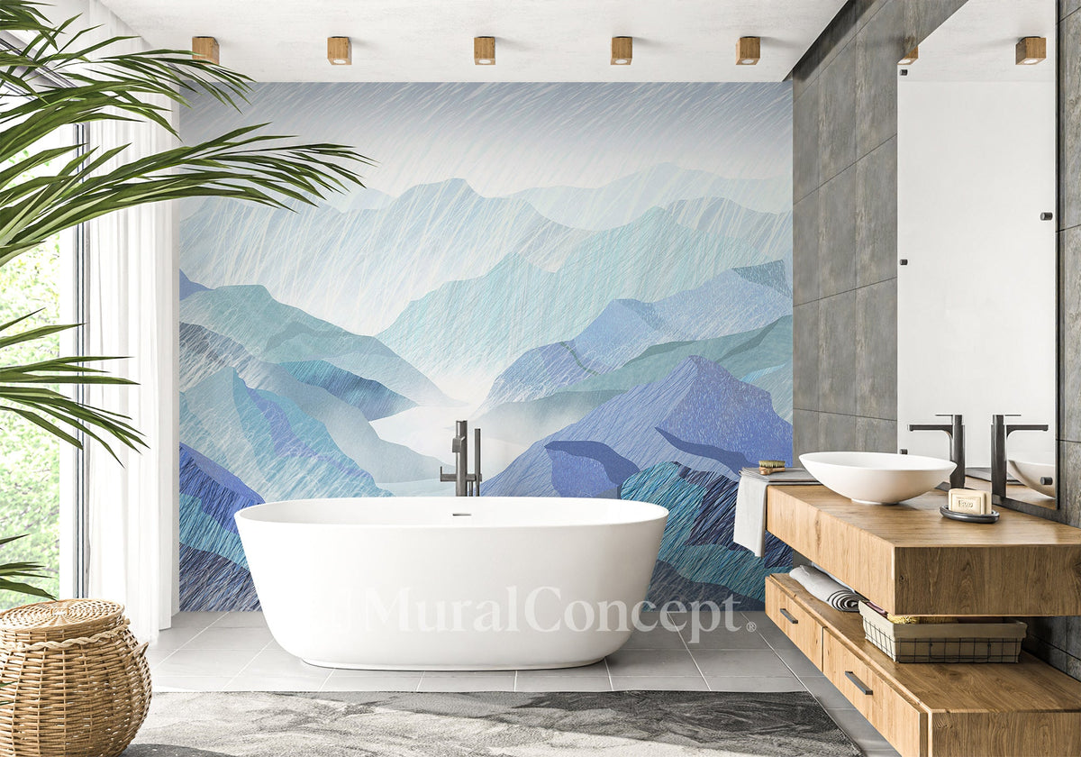 Carta da parati per bagno Blue Mountain