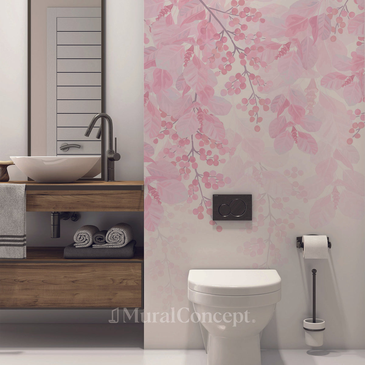 Watercolor blooming toilet wallpaper