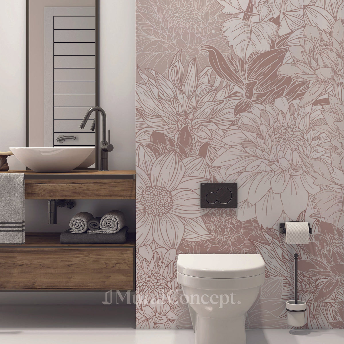 Dahlia flower toilet wallpaper