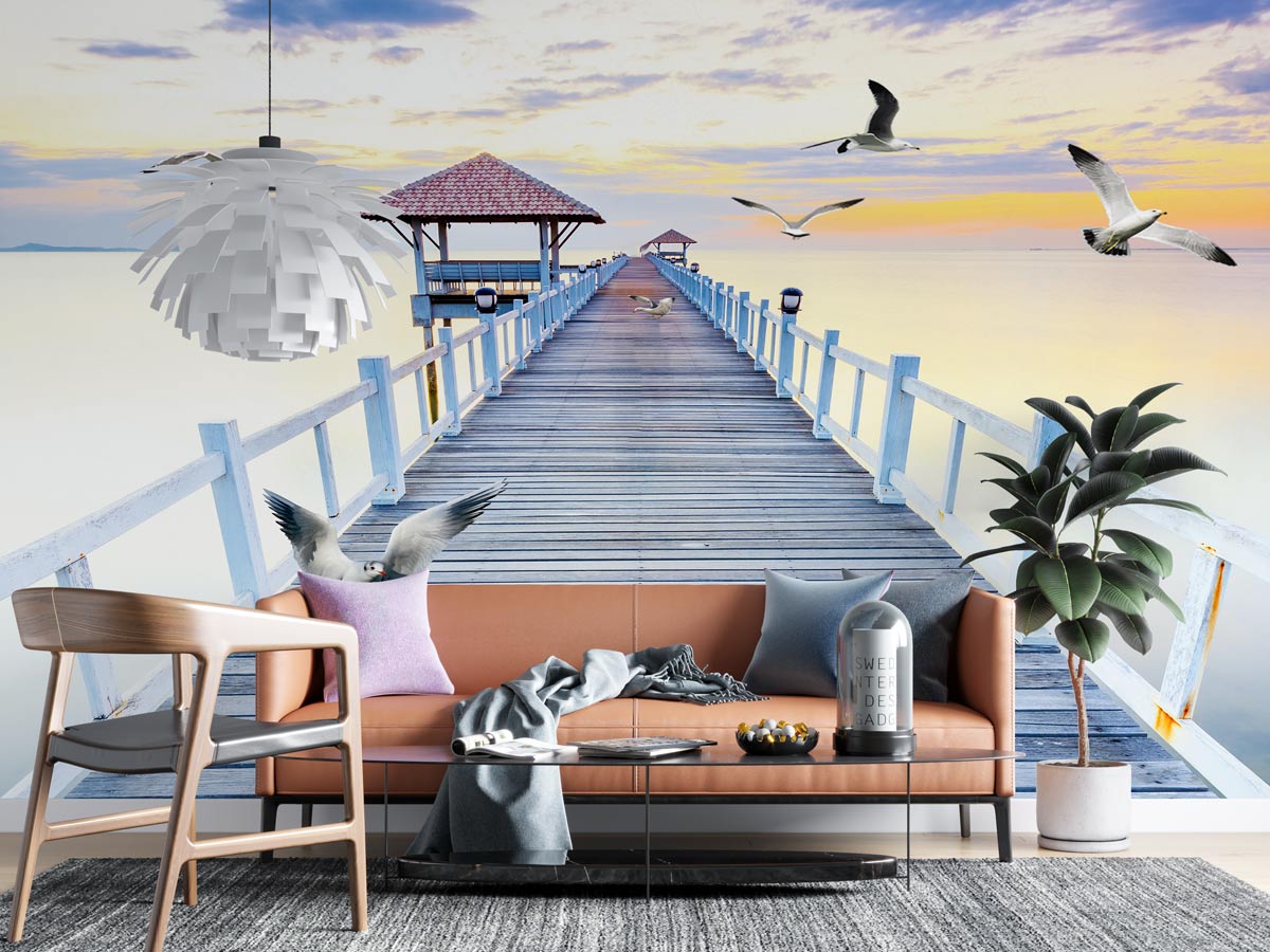 Wallpaper trompe l'oeil pontoon view