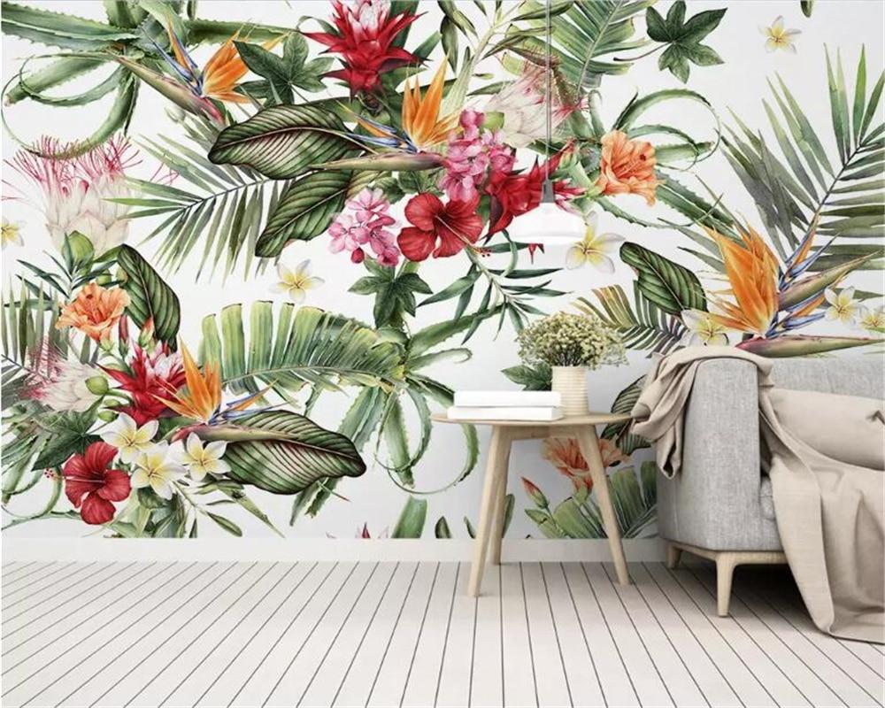 Carta da parati tropicale e fiori colorati