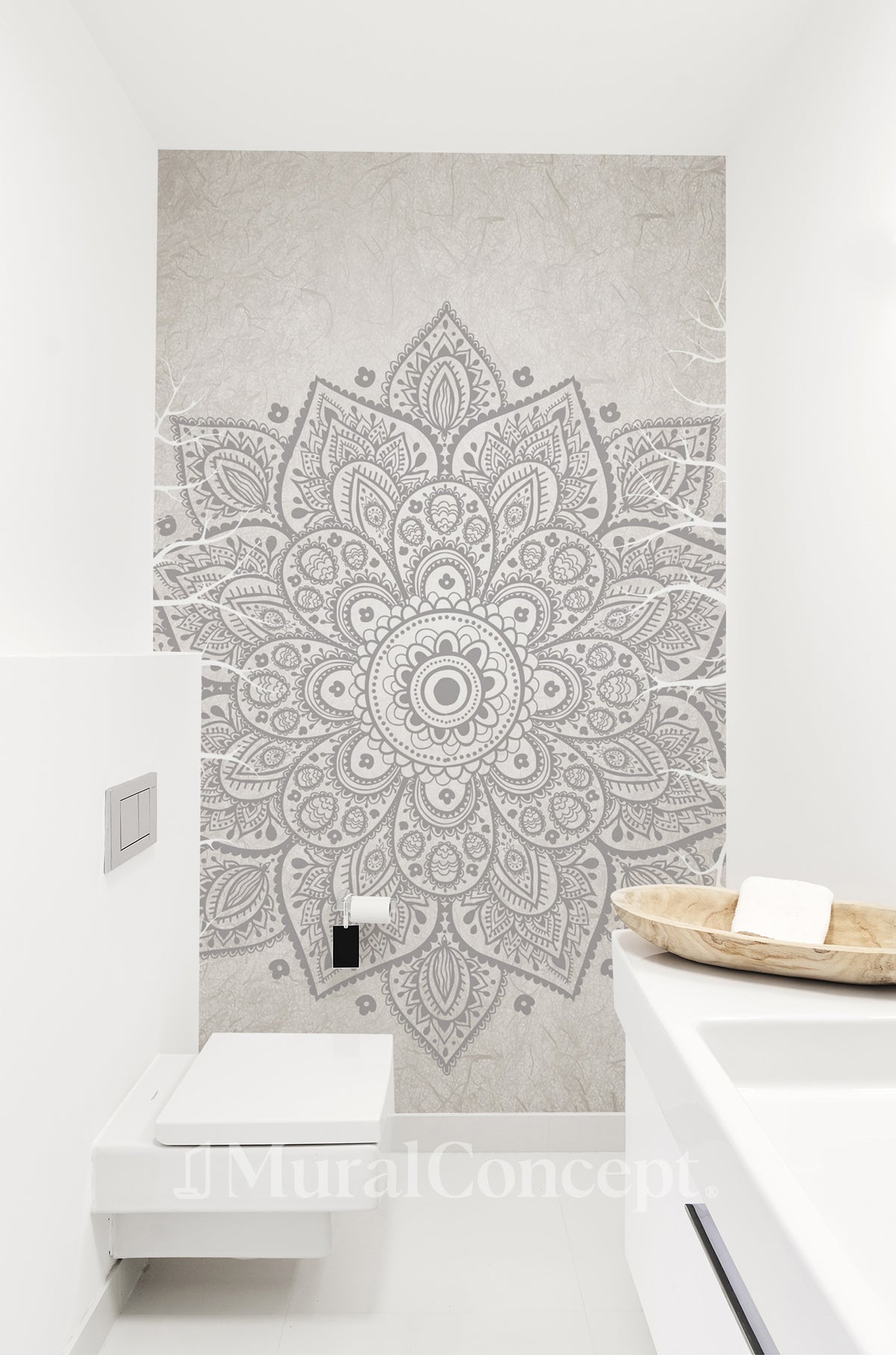 Carta da parati per toilette con mandala indiano bohemien