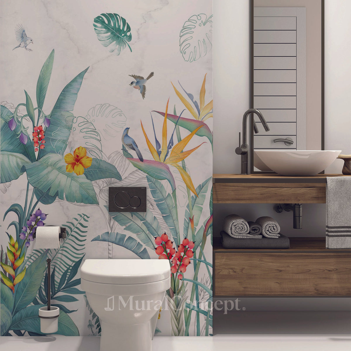 Papel pintado para WC Vegetal & Bird