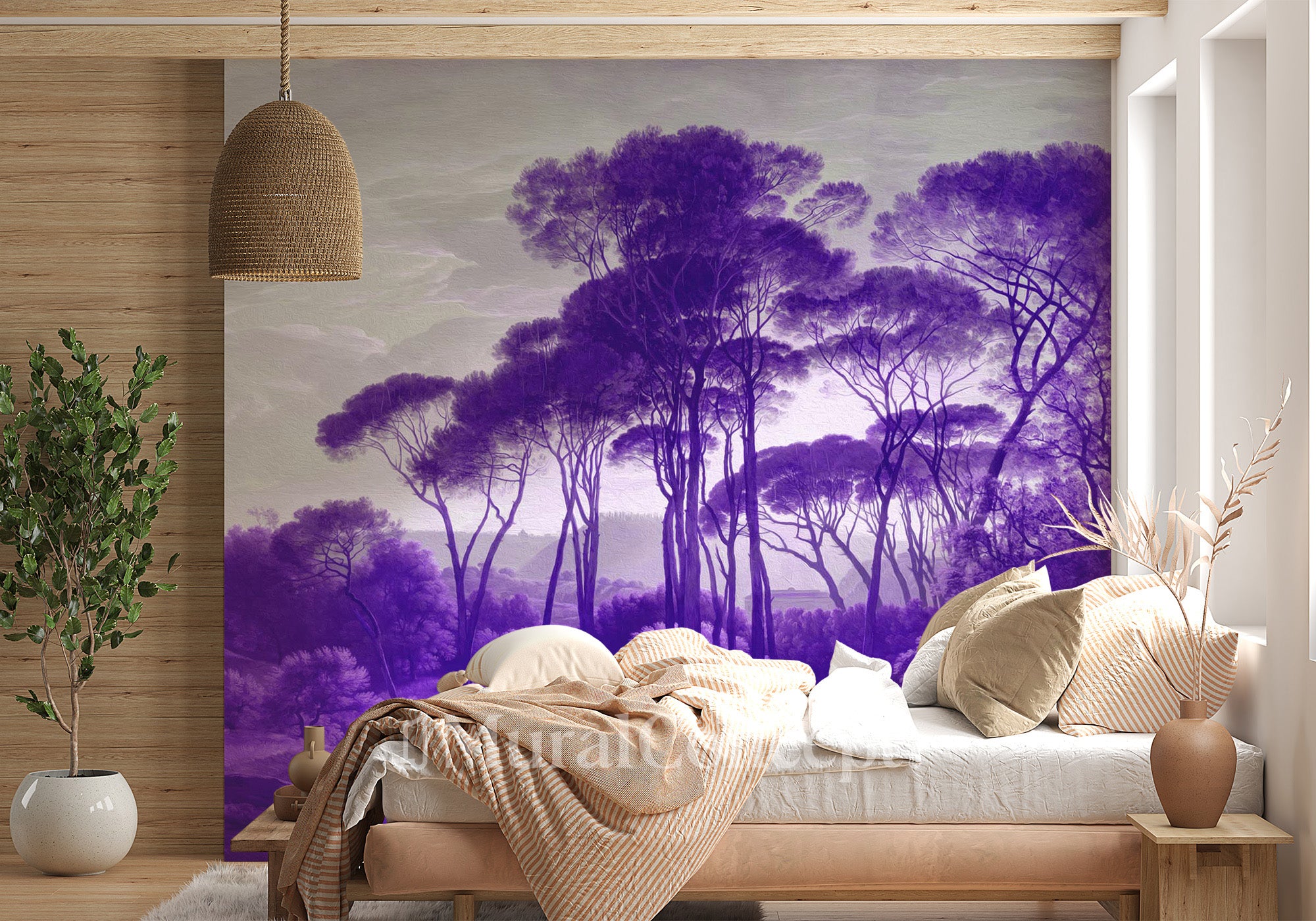 Papier peint paysage historique italien violet - panoramique français