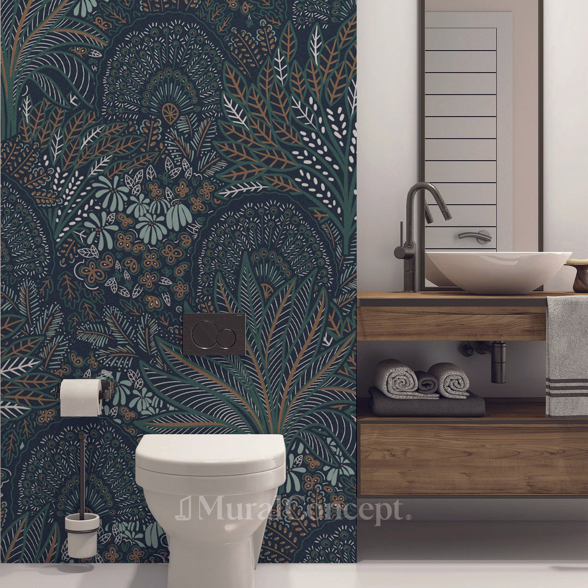 Peacock wheel plant toilet wallpaper